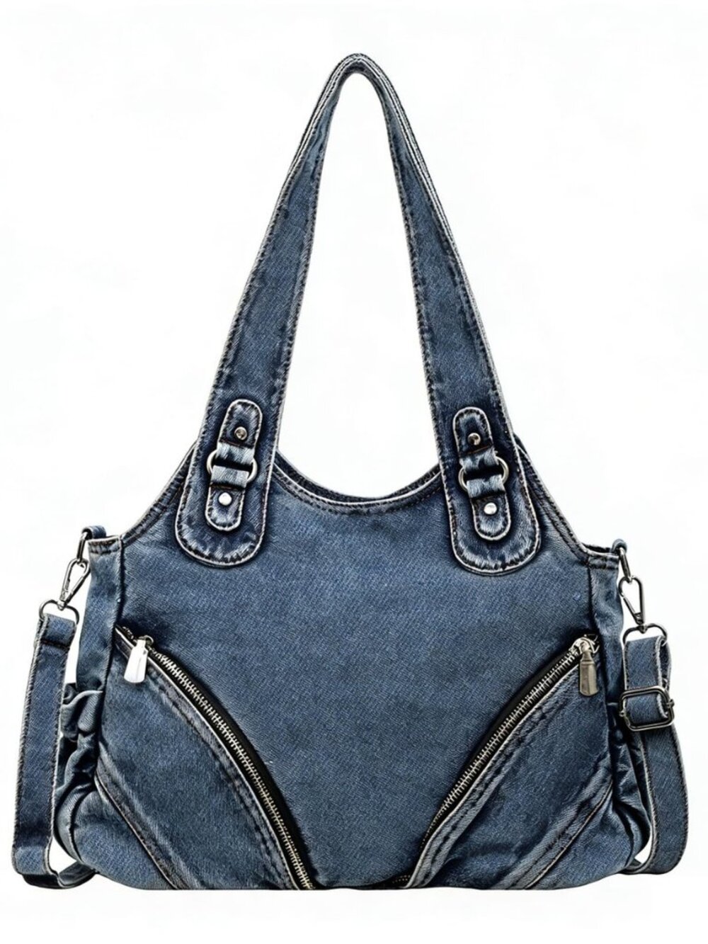 Vintage Denim Shoulder Bag for Women,Casual Tote Handbag